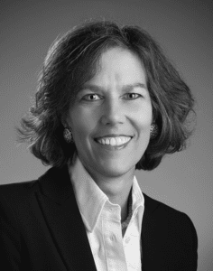 Lyn Falk owner of Retailworks Inc head shot black and white