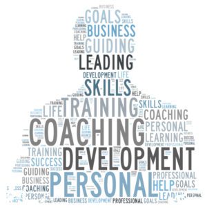 words graphic in the shape of a person from chest high with shoulders and head with the words: goals, business, guiding, leading, development, skills, life training, Business development, professional goals to show some of the ways Strategic Club Solutions can help those in the club industry